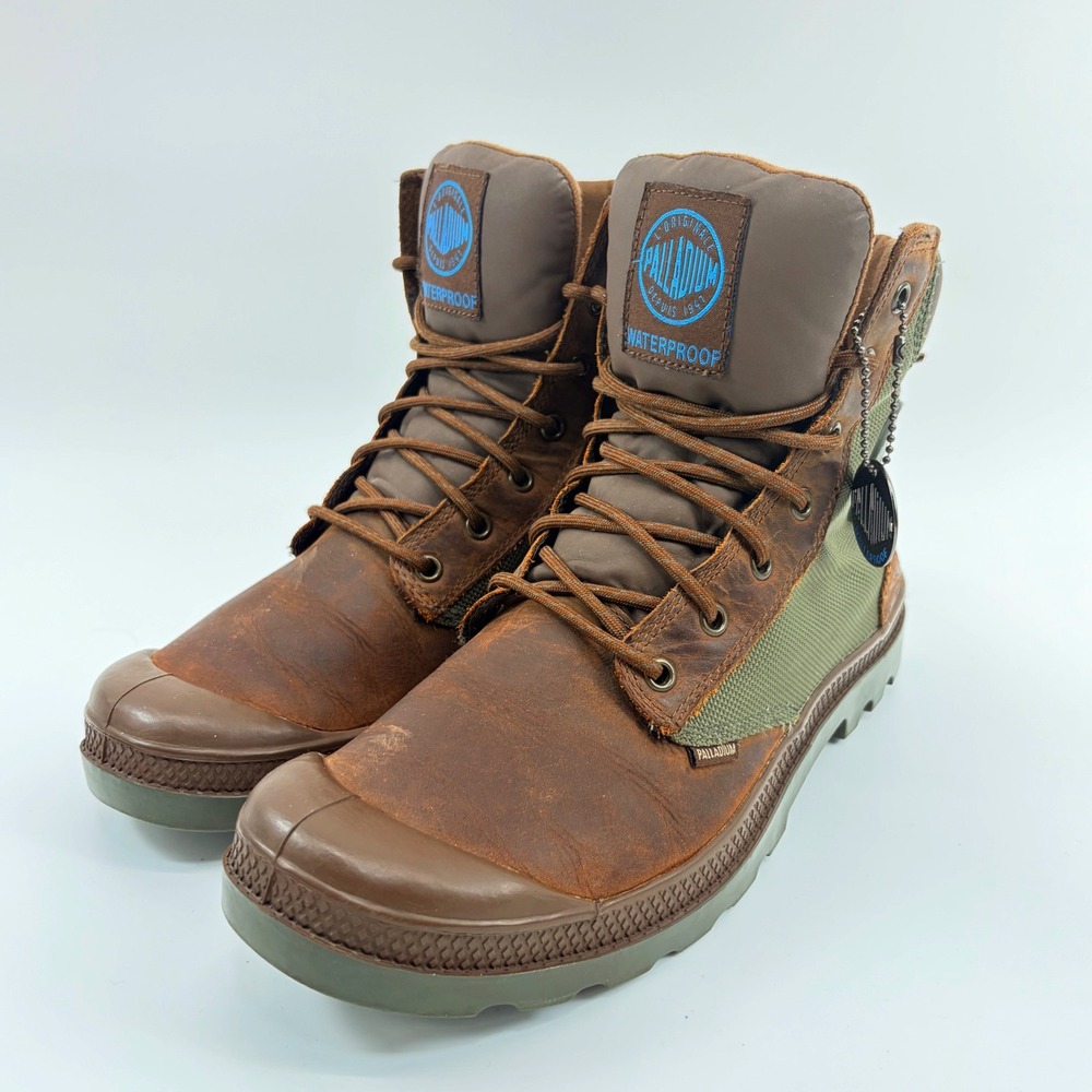 Palladium Pampa Sport Cuff WPN Waterproof Boots Mens 9.5 Brown Olive Gorpcore